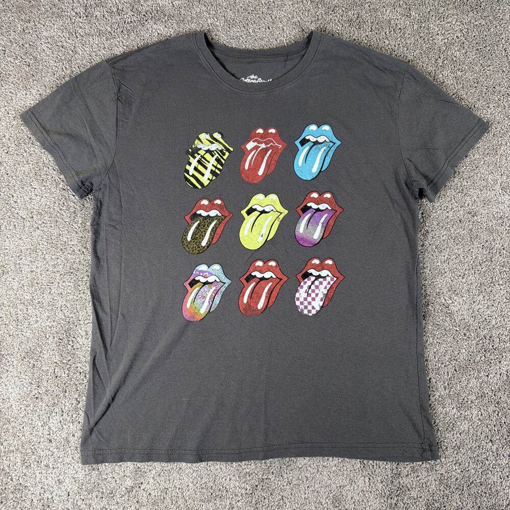 The Rolling Stones Shirt Womens 2XL Gray Retro Classic Hard Rock Band Tee